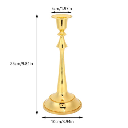 MOUMOUTEN Candelabra,2Pcs 1 Arm Gold Candlestick Holder Length 25cm Decorative Ambience Ornament for Home,Wedding, Restaurant and Other Occasions