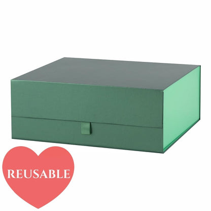 PLINJOY Large Gift Box 13.5x11.8x4.7 Inches, Green Gift Boxes for Presents with Magnetic Closure Lid, Luxury Gift Box Rectangle Collapsible Boxes for Gift Packaging