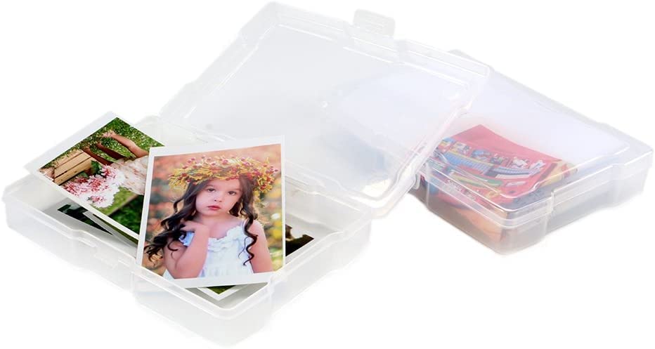 novelinks Transparent 4" x 6" Photo Storage Cases - Craft Cases Plastic Storage Container Box - 12 PACK (Transparent)