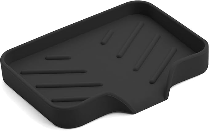 Sponge Holder with Drain Spout, Silicone Sponge Tray