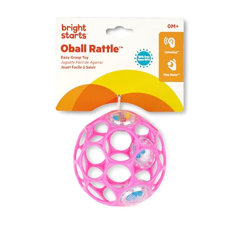 Bright Starts Oball Rattle Easy-Grasp Toy - Pink, Ages Newborn+