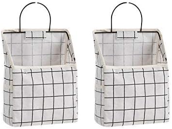 QULSE 2 Pcs Wall-Hanging Storage Bags, Desktop Organizer Basket Cotton Linen