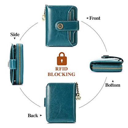 SENDEFN Purses for Women Genuine Leather Small Bifold Compact Womens Wallet with RFID Protection