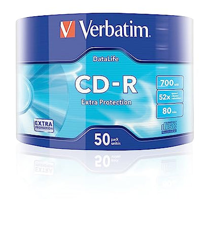 Verbatim 43787 52X 700MB 50Pk CD-R Extra Protection Wrap Spindle - Matt Silver