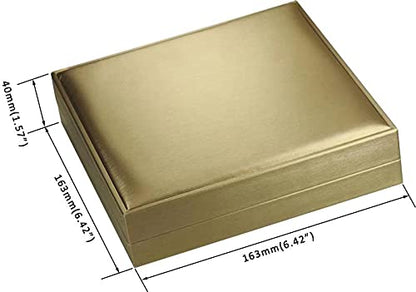 The Jewellery Pak Gold Color Big Necklace Chain Gift Box Luxury Soft Touch PU Leather Material Necklace Storage Box Size 6.42"(W)*6.42〞(D)*1.57〞(H)