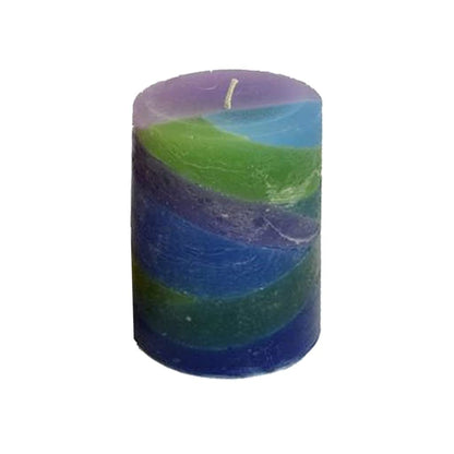 Candlestock Handmade Unscented Layer Pillar Candles (4x4, Sea Glass)