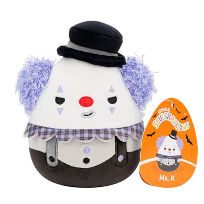 Squishmallows Original 5-Inch Halloween 4-Pack – Gabin Pumpkin Axolotl, Fitzy Goblin Holding Latte, Malcolm Bat Mushroom, Ms. K Purple Clown – Official Jazwares Plush (Little)