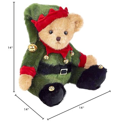 Bearington Jingle Toes Christmas Plush, 14 Inch Teddy Bear, Elf Stuffed Animal