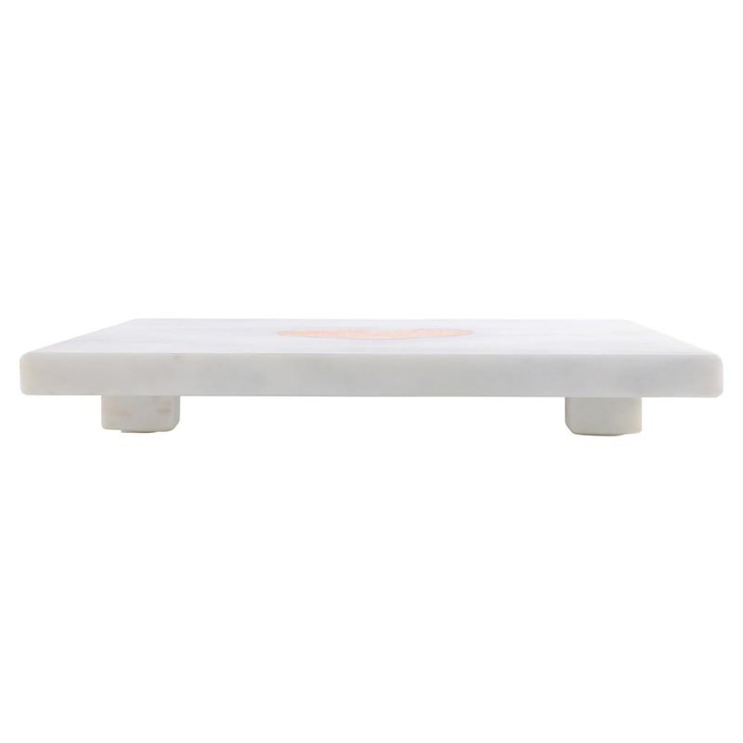 Santa Barbara Design Studio White Marble Charcuterie Cheese Tray, Brass Heart Icon, 10" Square