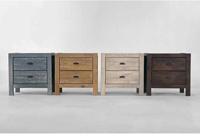 Grain Wood Furniture Montauk 2-Drawer Bedside Nightstand, Solid Wood