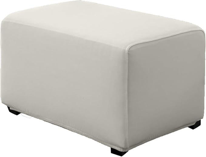 Super Stretch Ottoman Cover- Soft Form Fit Ottoman Cover Rectangular Ottoman