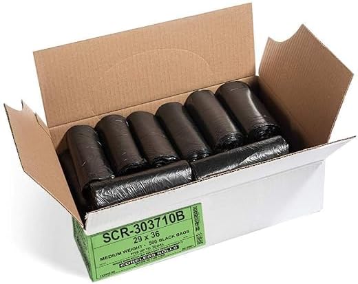 Aluf Plastics 20-30 Gallon 10 Micron Black Trash Bags