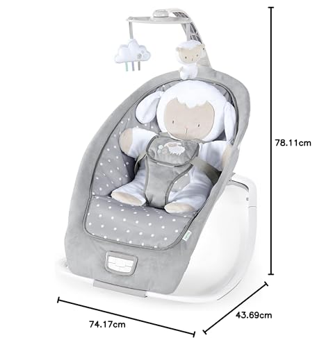 Ingenuity, Cuddle Lamb Baby Rocking Hammock with Vibration, Game Bow are 2 Stuffed Animals, 12 Melodies, 4 Nature Sounds, Adjustable Volume, Ergonomic, from Newborn to 18 kg