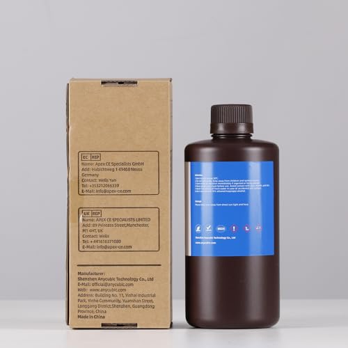 ANYCUBIC 3D Printer Resin 1KG, Standard 405nm UV Fast Curing Photopolymer Resin with High Precision and Low Shrinkage for 8K/14K LCD Resin 3D Printer, Grey