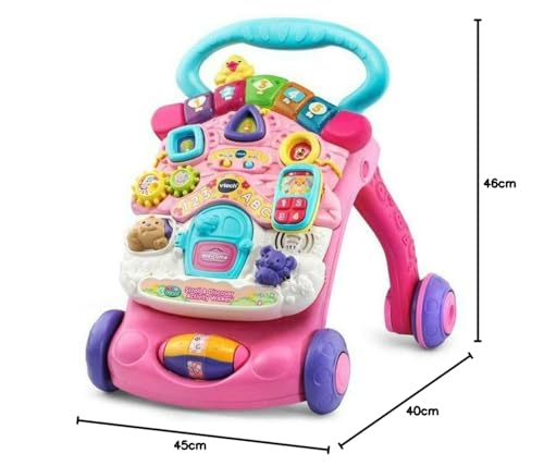 VTech First Steps Baby Walker | Push Along Walker Baby Toy with Shapes, Sounds, Music, Phrases, Pretend Play and More | Suitable for Babies from 6 Months, 1, 2 & 3 Year Olds, Boys & Girls, Pink