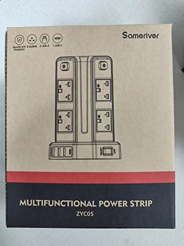 Tower Extension Lead, (3250W 13A) Extension Tower 8 AC Outlets & 4 USB Ports, Surge Protection Extension Lead with 4 Independent Switch, 17W USB C Ports Extension Cable 3M for Office, Home, Kitchen