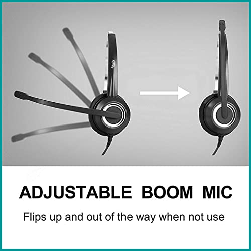 Polycom Phone Headset Noise Cancelling Mic RJ9 U10P Bottom Cable Compatible with Polycom VVX, Shoretel, Nortel Phones