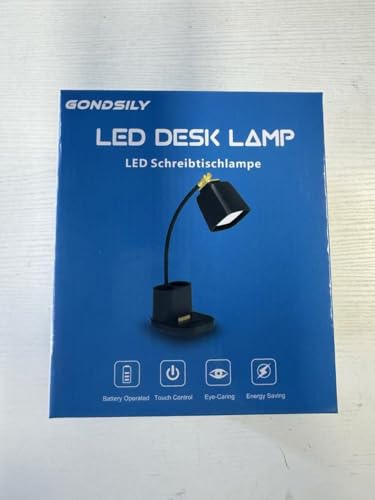 GONDSILY LED Desk Lamp with USB Charging Port Touch Control 3 Color Modes, Stepless Dimming,Eye-Caring LED Table Lamp for Home,Office,Bedroom,Reading,Work,Study, 5V, 2.4A