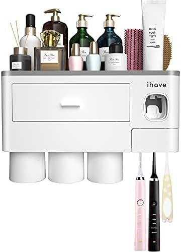 iHave Toothbrush Holders for Bathrooms, 3 Cups Toothbrush Holder Wall Mounted