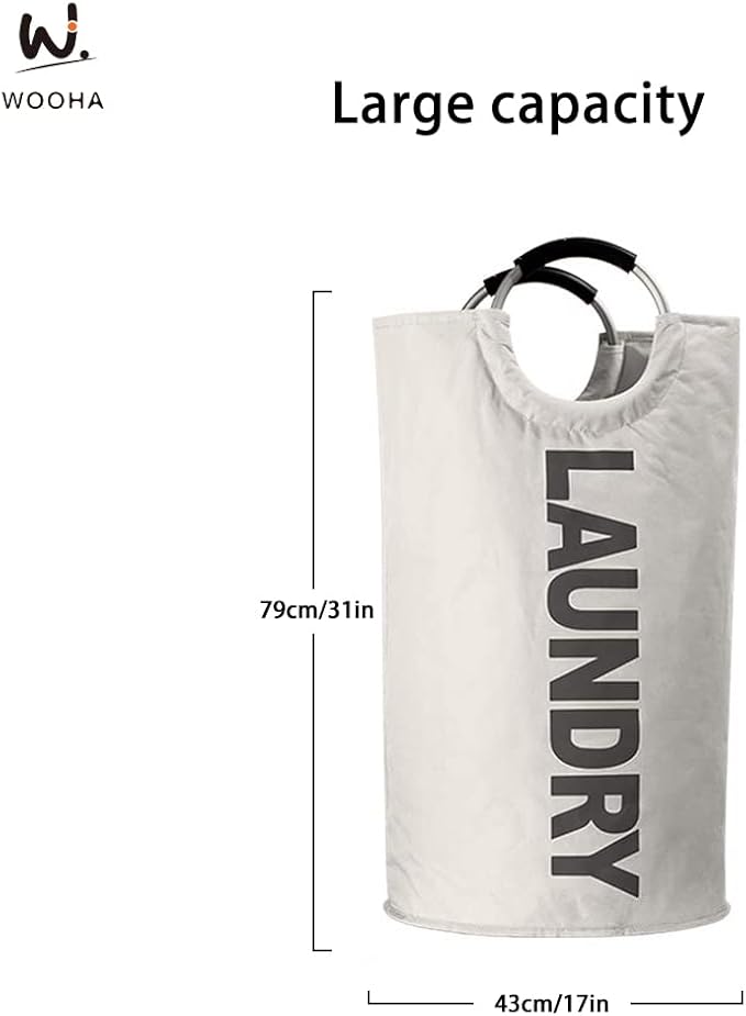 WOOHA 125L Large laundrybasket, Collapsible laundry hamper, Tall Clothes