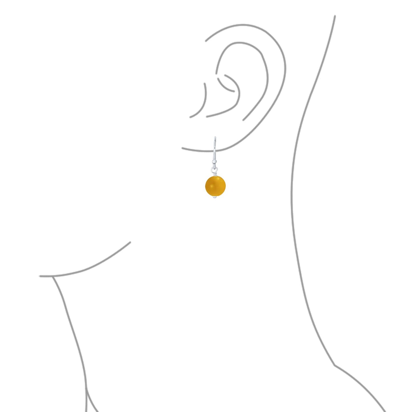 Bling Jewelry Timeless .925 Sterling Silver Pink Yellow Agate Bead 8mm Ball Drop Earrings Fish Hook Genuine Gemstone