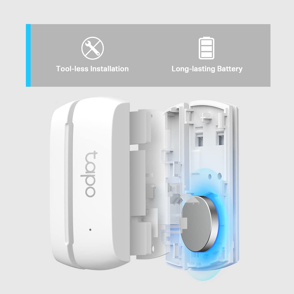 TP-Link Tapo Door Sensor Mini, REQUIRES Tapo Hub, Long Battery Life w/ Sub-1G Low-Power Wireless protocol, Contact Sensor, 15mm Wide Gap Allowed, Real-Time Notification, Smart Action (Tapo T110)