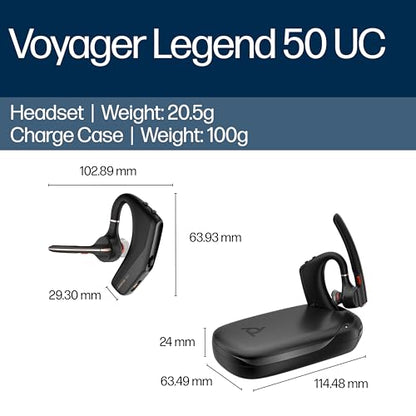 Poly Voyager Legend 50 UC Bluetooth Headset with Charging Case - 4 Noise-Canceling Mics, AI NoiseBlockAI & WindSmart Tech - Bluetooth Headphones with Mic, Smart Call Controls, All-Day Comfort