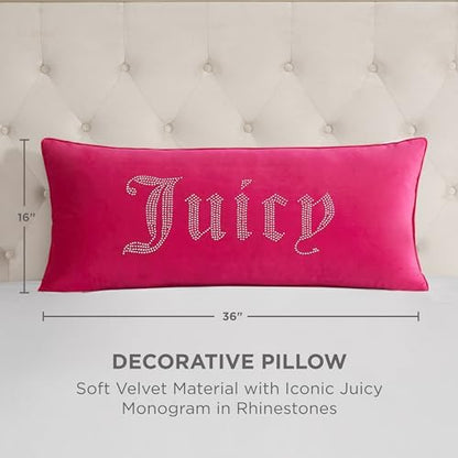 Juicy Couture – Decorative Accent Pillow Velvet Safari Leopard Premium Reversible Throw Pillow Living Room and Bedroom Décor Measures 14" x 24" Cheetah on White