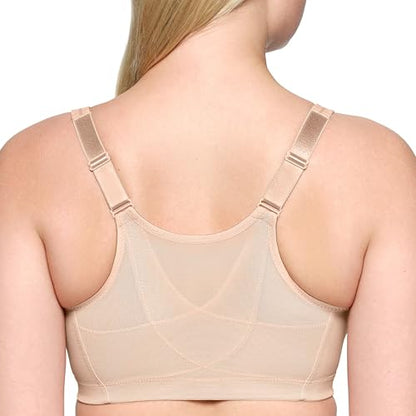 Glamorise Full Figure Plus Size MagicLift Front-Closure Posture Back Bra Wirefree #1265 Café 46DD