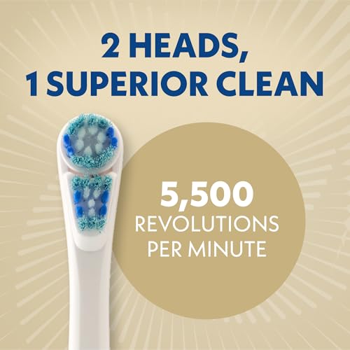 Spinbrush Smart Clean Battery Powered Electric Toothbrush for Adults with Dual Action Head, Pacer & Timer, Champagne, Soft Bristles, 1 Count