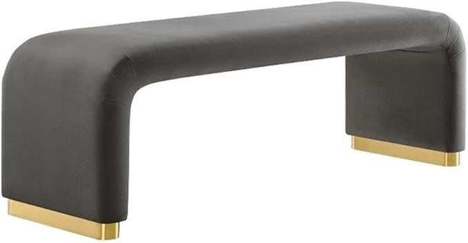 Modway EEI-6734-BRA-STG Koda Performance Velvet Waterfall Long Bench, Brass