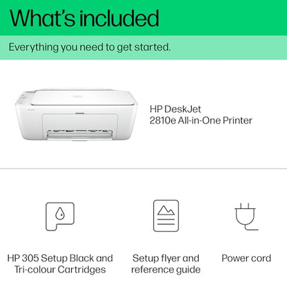 HP DeskJet 2810e All in One Printer | Perfect for Home | Colour | Wireless | Print, Scan & Copy | 3 Months of Instant Ink included Easy Setup & Reliable Wi-Fi | White