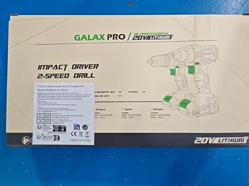 GALAX PRO D6001 20V 2-speeds Drill Driver and Impact Driver Combo Kit, Cordless Drill Driver/Impact Driver, 1pcs 1.3Ah Lithium-Ion Batterie, Charger Kit, 11pcs Accessories and Tool Bag