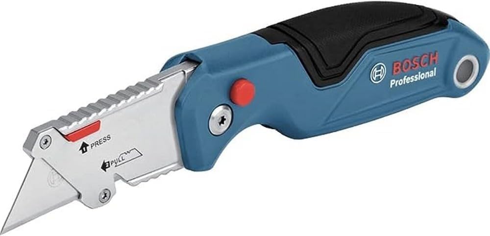 Bosch Professional Universal Folding Knife with Blade Compartment in Metal Handle (incl. Two Replacement Blades, Blister Packaging) – Amazon Exclusive