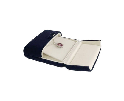 Svea Display Premium Double Function Navy Luxurious Blue Velvet Pendant Earrings Necklace Gift Box Double Layer Fine Material Modern Elegant (Jewelry is not included)