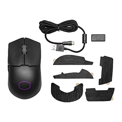Cooler Master MM712 Wireless Gaming Mouse Black with Adjustable 19,000 DPI, 2.4GHz and Bluetooth , Ultraweave Cable, PTFE Feet, RGB Lighting and MasterPlus+ Software