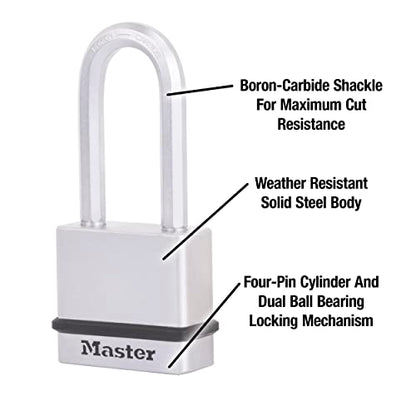 Master Lock M530XTLH Magnum Solid Steel Keyed Alike Padlocks, 1-Pack, 2-Count