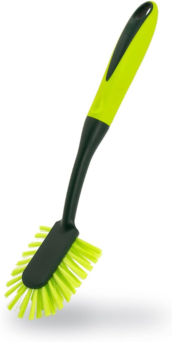 Pine-Sol Long Handle Dish Brush – Heavy Duty Bristle Kitchen Scrubber, Safe
