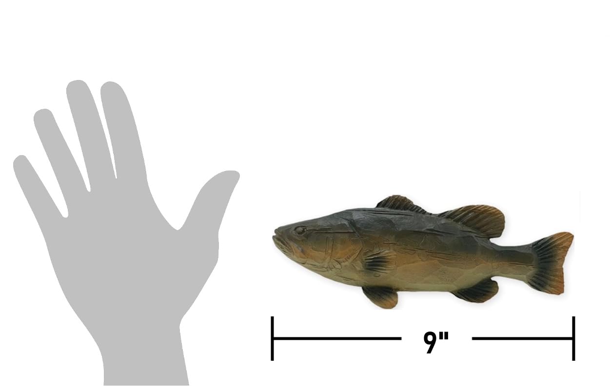 The Bridge Collection Wildlife Inspired Bass Figurine - Rustic Fishing Decor Accent - Lake Cabin Style Shelf Ornament with Realistic Carved Detail