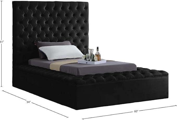 Meridian Furniture Bliss Collection Modern | Contemporary Velvet Upholstered Bed