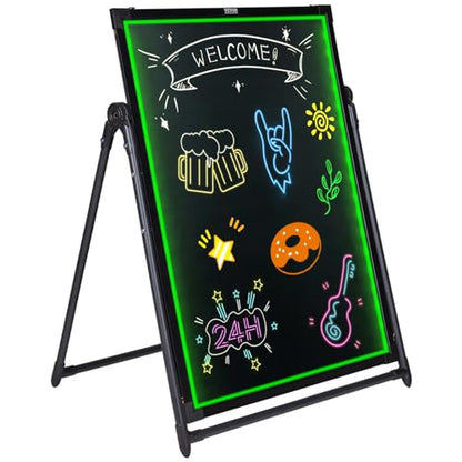 VEVOR 32"x24" LED Message Writing Board, Menu Sign Boards, Illuminated Erasable Lighted Chalkboard, Neon Effect Drawing Panel with 8 Fluorescent Chalk Markers and Remote Control