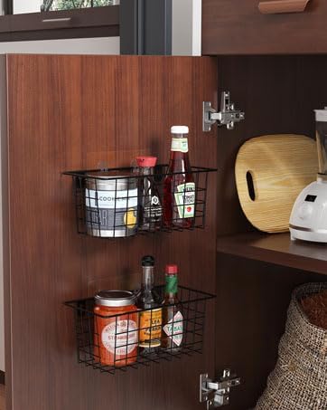 MaraFansie Hanging Kitchen Baskets Wire Storage Basket Adhesive and Screws