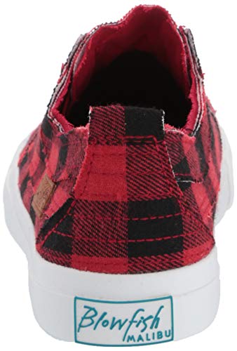 Blowfish Malibu Women's Play Slip On Sneaker, Red Buffalo Plaid