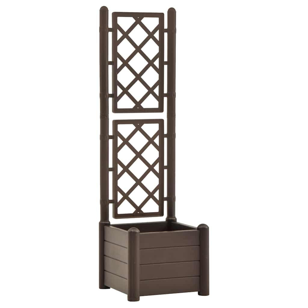 Qnhdfrt Large Planter Box with Trellis, Square Raised Garden Bed for Vegetables Flowers Plants, Mocha Brown Elevated Planter Box Outdoor Indoor, Durable Polypropylene for Patio Balcony Garden