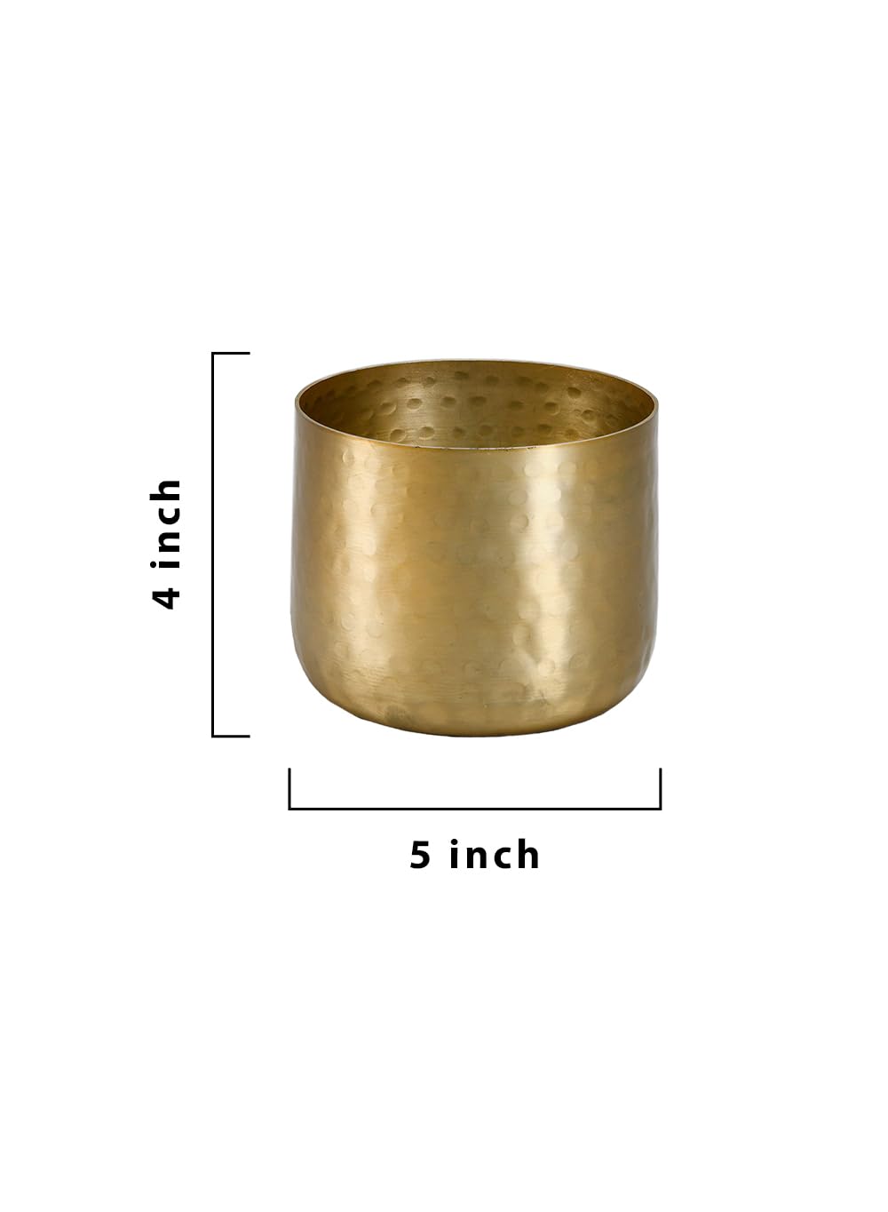 Serene Spaces Living Antique Brass Look Gold Hammered Pots, Indoor Planter, Decorative Accent for Potted Plants, Gold Flower Vase for Wedding or Event Centerpiece, Extra Small, 5" Diameter & 4" Tall