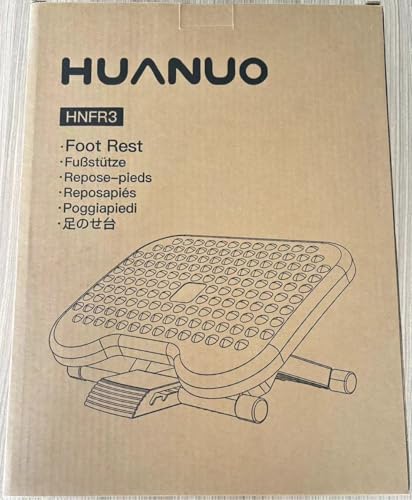 HUANUO Adjustable Under Desk Footrest, Foot Rest for Under Desk at Work with Massage, Foot Stool with 3 Height Position & 30 Degree Tilt Angle Adjustment for Home, Office