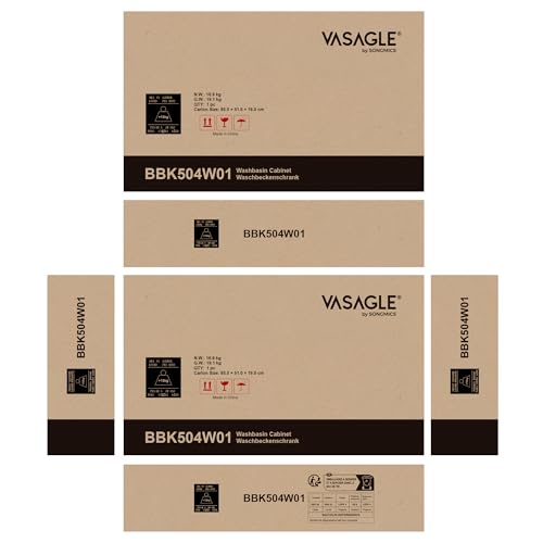 VASAGLE Under Sink Bathroom Cabinet, Storage Cabinet, with 3 Drawers, 2 Compartments Behind the Door, for Washbasins with Pedestal, with Feet, 30 x 70 x 64 cm, Cloud White BBK504W01