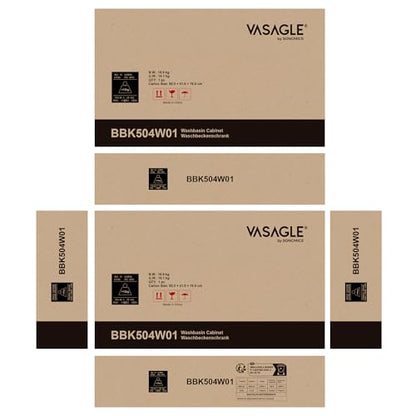 VASAGLE Under Sink Bathroom Cabinet, Storage Cabinet, with 3 Drawers, 2 Compartments Behind the Door, for Washbasins with Pedestal, with Feet, 30 x 70 x 64 cm, Cloud White BBK504W01
