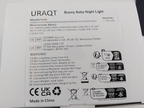 URAQT Bunny Baby Night Light, Portable LED Baby Night Light Kids Night Lamp, USB Chargeable Battery Silicone Kawaii Babys Sleep Lights for Children Kids Baby Boy Gifts Cute Room Decor Bedroom Decor