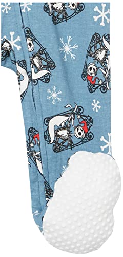 Amazon Essentials Disney | Marvel | Star Wars Unisex Babies' Snug-Fit Cotton Footed Pajamas, Nightmare Santa Jack - Sleep & Play, Newborn